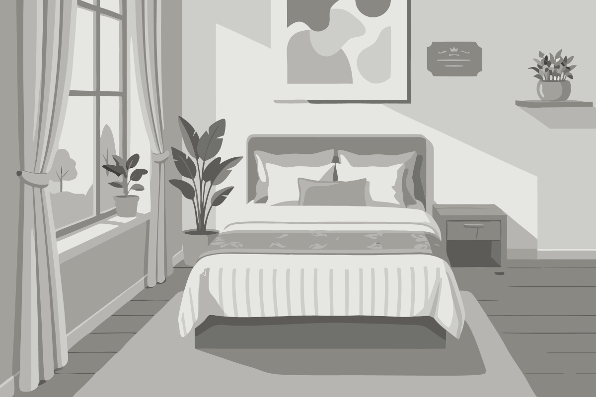 Chambre Lit Queen-Size avec Salle de Bains Commune